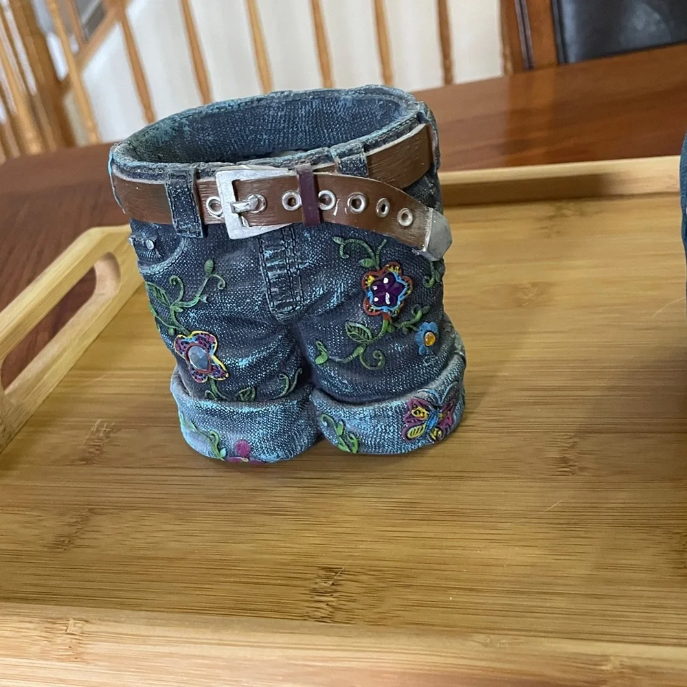 Denim Butterfly Pen Holder